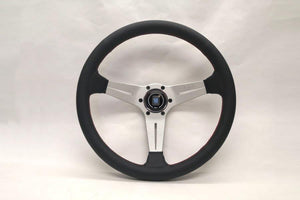 Nardi Deep Corn Steering Wheel / 350mm Deep Dish / Leather / Silver